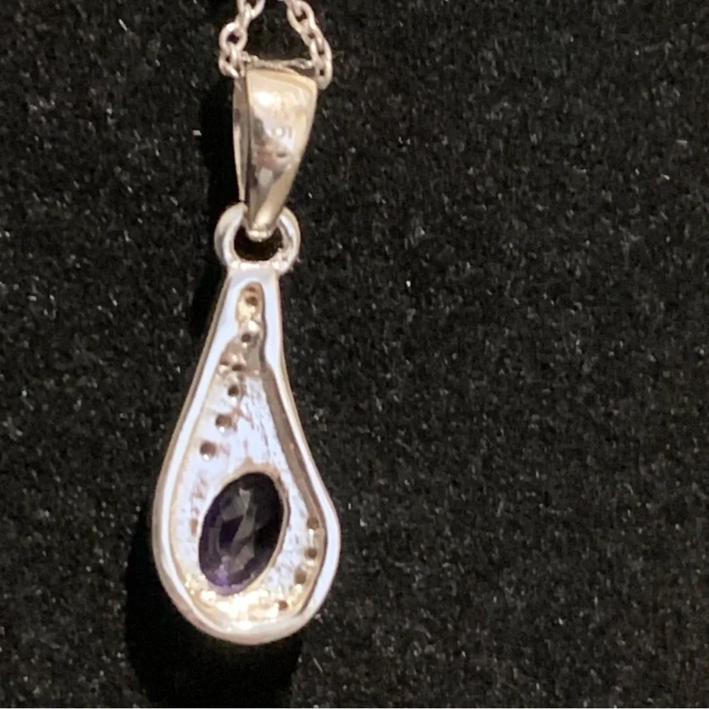 African Amethyst in 925 Sterling Silver Pendant‎ on Sterling Silver chain.